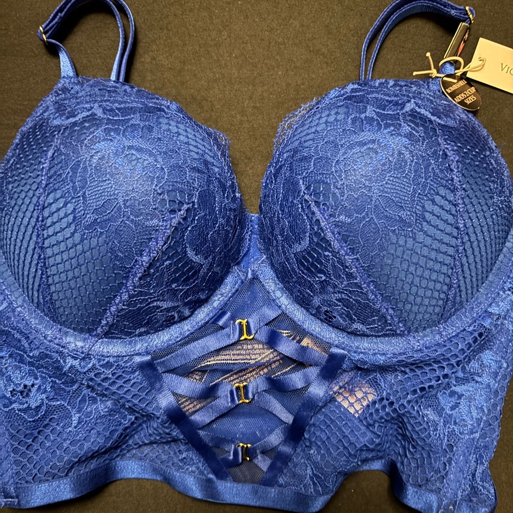 Victoria’s Secret Bombshell Corset Blue Criss Cross